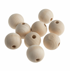 Perles artisanales en bois pour macramé - 25 mm