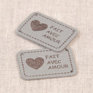 Lot de 6 étiquettes simili - Fait avec amour gris