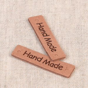 Lot de 6 étiquettes simili - Hand Made marron
