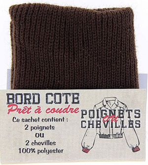 Sachet de 2 poignets bord côte - Marron
