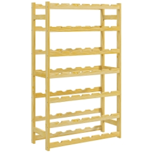HOMCOM 42-Bottle Wooden Wine Rack - Natural Finish