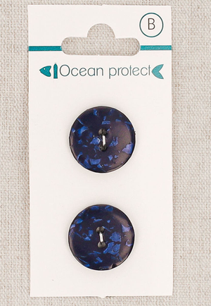 Carte de 2 boutons marine 18 mm 2 trous - Plats