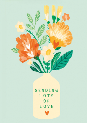 Sending Lots Of Love Illustrated Flowers Sympathy Card