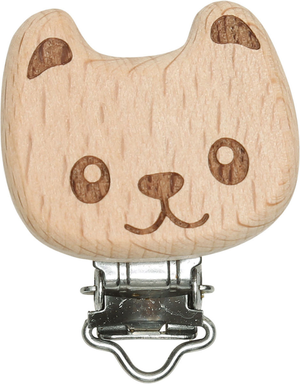 Clip attache tétine en bois - Ourson