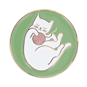Porte-aiguilles aimanté Bohin - Chat pelote fond vert