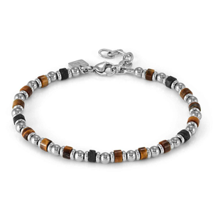 Instinct Steel Tiger's Eye & Lava Stone Sea Bracelet