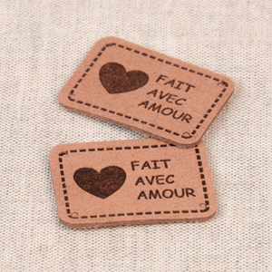 Lot de 6 étiquettes simili - Fait avec amour marron
