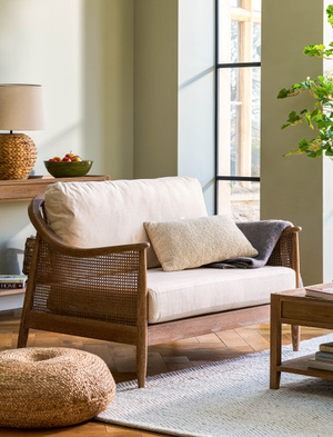 Templecombe Rattan 2 Seater Sofa - Ash Wood, Oatmeal