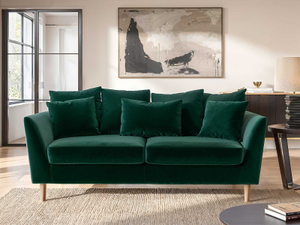 Flair Avery 3 Seater Scatter Cushion Back Sofa Bottle Green Velvet