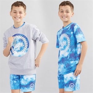 Hype Boys Sweatshirt Shorts And T-Shirt Set Blue/Grey