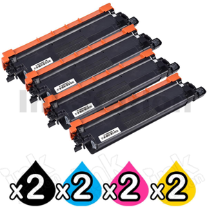 2 Sets of 4 Pack Compatible Brother TN-258XL High Yield Toner Cartridges Combo [2BK,2C,2M,2Y]