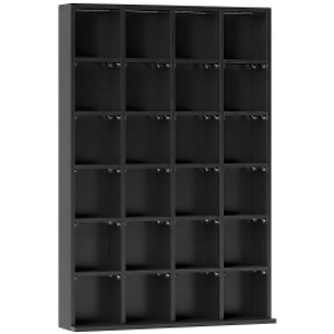 HOMCOM CD Storage Unit with Adjustable Shelves, 89 x 130.5 cm, Black