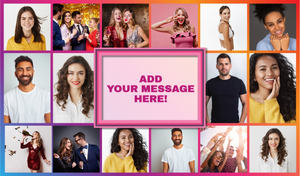 Personalised Birthday Backdrop Banner - Pink Photo Collage - 16 Photo Upload