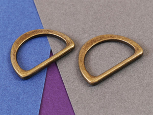 Set de 2 anneaux en D passant 25 mm laiton antique