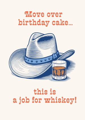 Cowboy Hat & Whiskey Illustrated Birthday Card