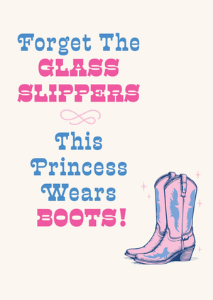 Cowgirl Boots Illustrated Typography Birthday Card