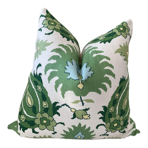 Brunschwig and Fils "Kashmiri" Green Down-Filled 24" Pillow - Single