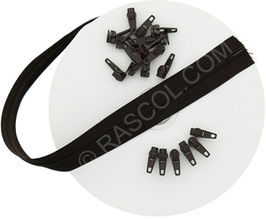 Rouleau de 10 mètres de fermeture nylon - Marron