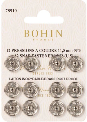 Pressions à coudre 11,5 mm Bohin - Argent
