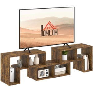 HOMCOM Three-Block Modular TV Stand - Rustic Brown