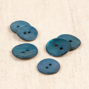 Bouton nacre glitter - Bleu pétrole