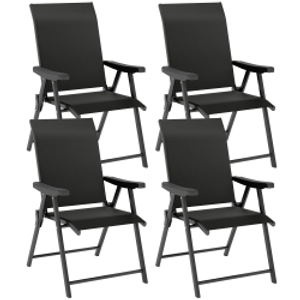 Outsunny Set of Four Folding Outdoor Chairs - Black