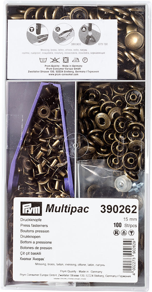 Multipac de 100 boutons pression Anorak - Laiton 15 mm