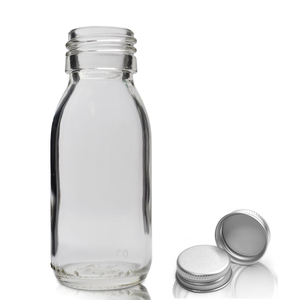 60ml Clear Glass Shot Bottle With Aluminium Cap - Aluminium
