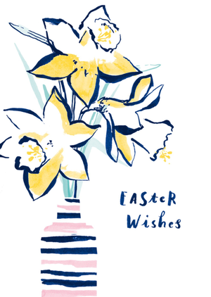 Hotchpotch Easter Wishes Handpainted Daffodils Easter Card