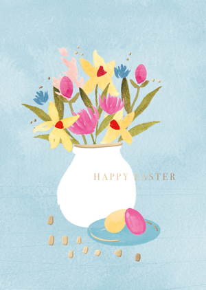 Hotchpotch Happy Easter Watercolour Vase Floral Easter Card