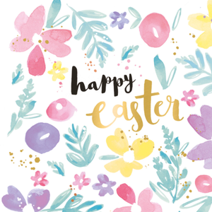 Moonpig Hotchpotch Happy Easter Handpainted Floral Easter Card