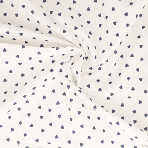 Tissu popeline de coton fantaisie - Coeur indigo