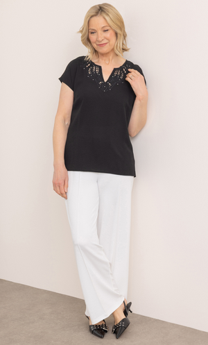 Anna Rose Wide Leg Pull On Trousers - Ivory