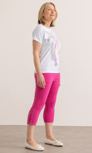 Anna Rose Pull On Cropped Trousers - Pink