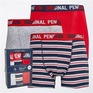 Original Penguin Mens Three Pack Trunks Fade Pete/Navy/Red