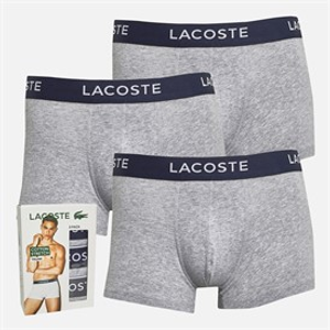 Lacoste Mens Three Pack Trunks Boxers Silver Chine