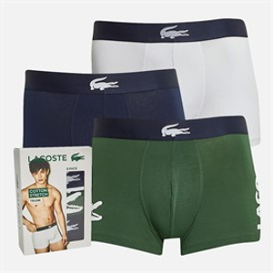 Lacoste Mens Three Pack Trunks Thyme/Navy Blue-White