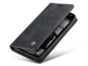 CaseMe Slim Synthetic Leather Wallet Case with Stand for iPhone 16e - Charcoal