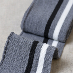 Bord-côte poignets et taille - Gris rayures blanche et noire