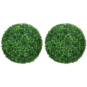 HOMCOM Set of Two Artificial Boxwood Balls Plants - Green