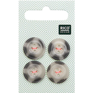 Carte de 4 boutons écaille aspect corne - Beige et gris 17 mm