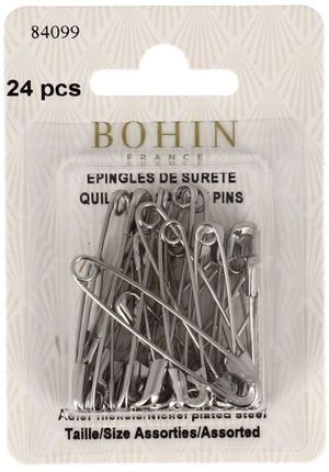 Carte de 24 épingles à nourrice assortiment Bohin