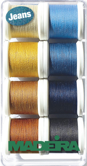 Boite de 8 bobines de fils Spécial Jeans Aerofil 35 Madeira
