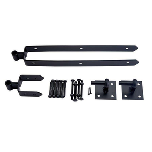 Double Strap Hook & Band Field Gate Hinges - 24" (Inch) - Black Powder Coated - Hardware Solutions