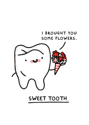 Cute Illustrated I Brought You Some Flowers Sweet Tooth Card By Gemma Correll