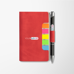 Full Color 5.2"x 3" Recycled Laine Note Caddy & Paragon Pen Set