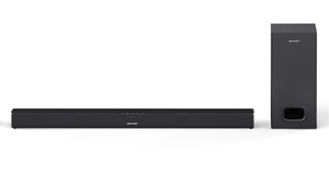 SHARP HT-SBW110 2.1 Soundbar Slim Bluetooth Soundbar with Wired Subwoofer Black