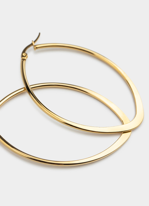 Vendetta Flat Hoop Earrings - 18K Gold Plated