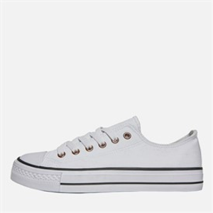 Brave Soul Womens Jill Canvas Trainers White/Rose Gold