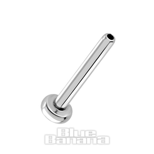 Blue Banana Polished Titanium 1.2 X 8mm Threadless Labret Base (Silver)
